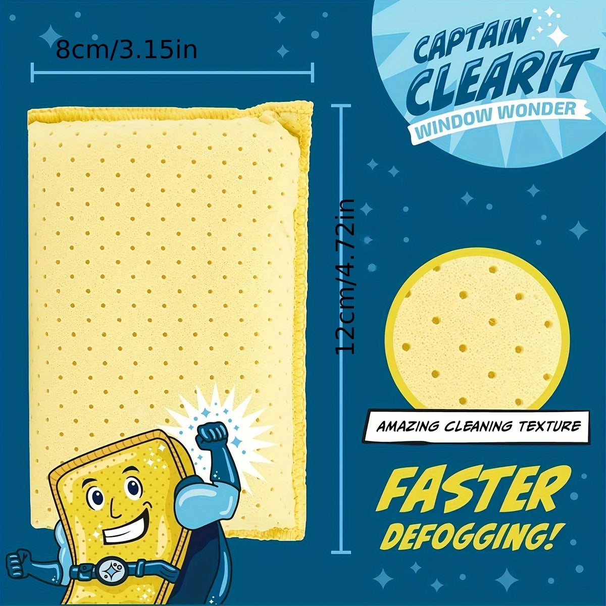 Anti-Fog Windscreen Sponge – Super Absorbent Glass & Mirror Cleaner - TorqueTech