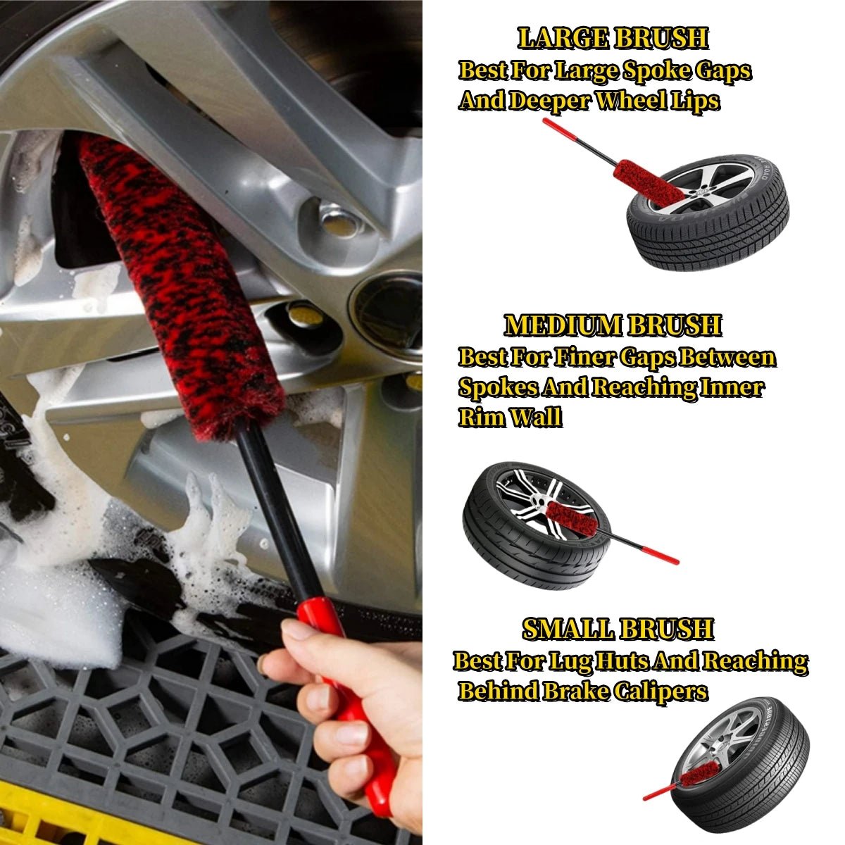 Car Wheel Detailing Brush Set – Bendable Woolies for Rims, Tyres & Hard-to-Reach Areas - TorqueTech