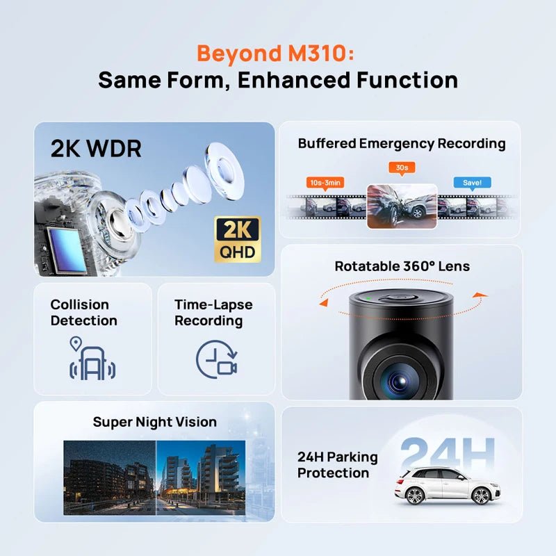 70mai M310 Plus 2K Dash Cam | 1440P QHD, Night Vision & 24-Hour Parking Monitor - TorqueTech