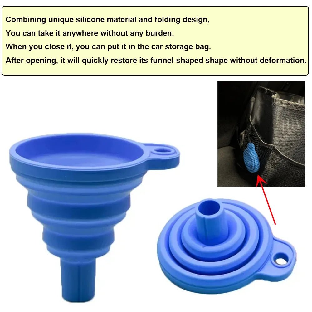 Collapsible Silicone Car Funnel – Universal Fit for Oil, Petrol & Fluids - TorqueTech