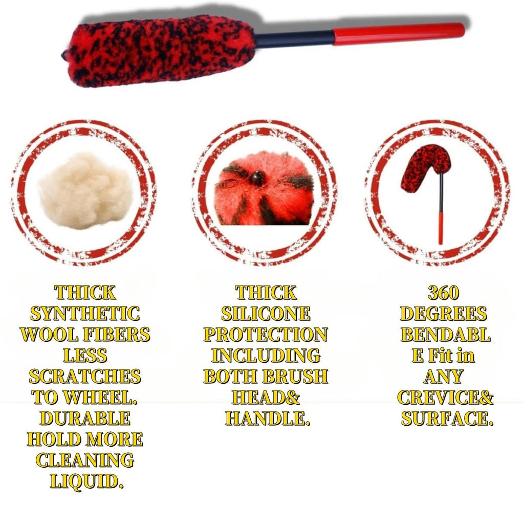 Car Wheel Detailing Brush Set – Bendable Woolies for Rims, Tyres & Hard-to-Reach Areas - TorqueTech