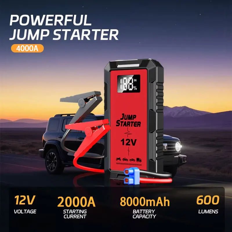 Car Jump Starter & Power Bank – 4000A Peak, 12V Emergency Start - TorqueTech
