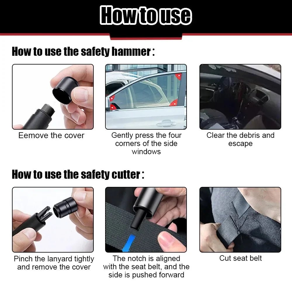 Emergency Car Escape Tool – Window Breaker & Seatbelt Cutter - TorqueTech