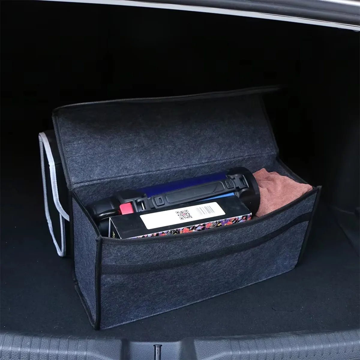 Felt Car Boot Storage Box – Soft, Foldable Organiser in 3 Sizes - TorqueTech