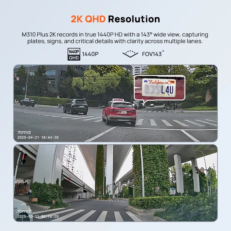70mai M310 Plus 2K Dash Cam | 1440P QHD, Night Vision & 24-Hour Parking Monitor - TorqueTech