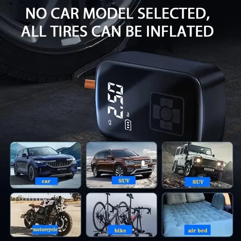 LEIBOO Wireless Tyre Inflator – Portable Electric Air Pump for Cars, Bikes & More - TorqueTech
