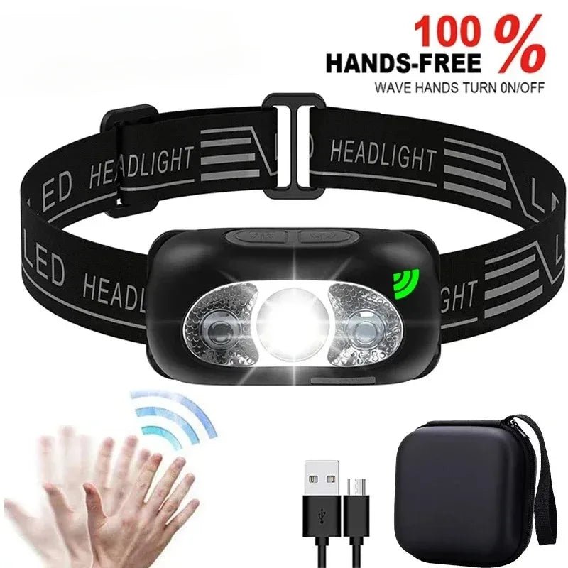 Rechargeable LED Headlamp with Motion Sensor – 3W Waterproof - TorqueTech