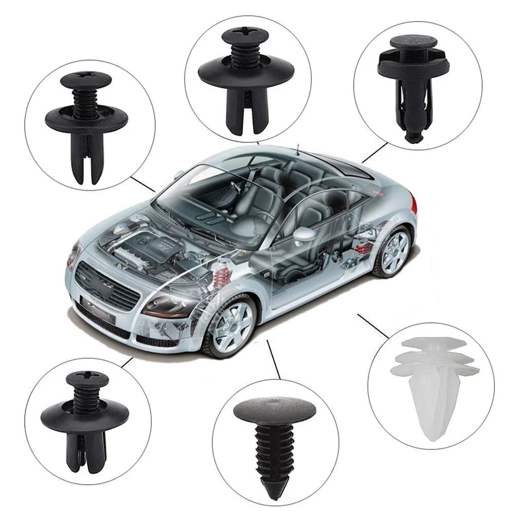 Mixed Car Body Clip & Fastener Kit – 50 or 100 Piece Nylon Retainer Set - TorqueTech