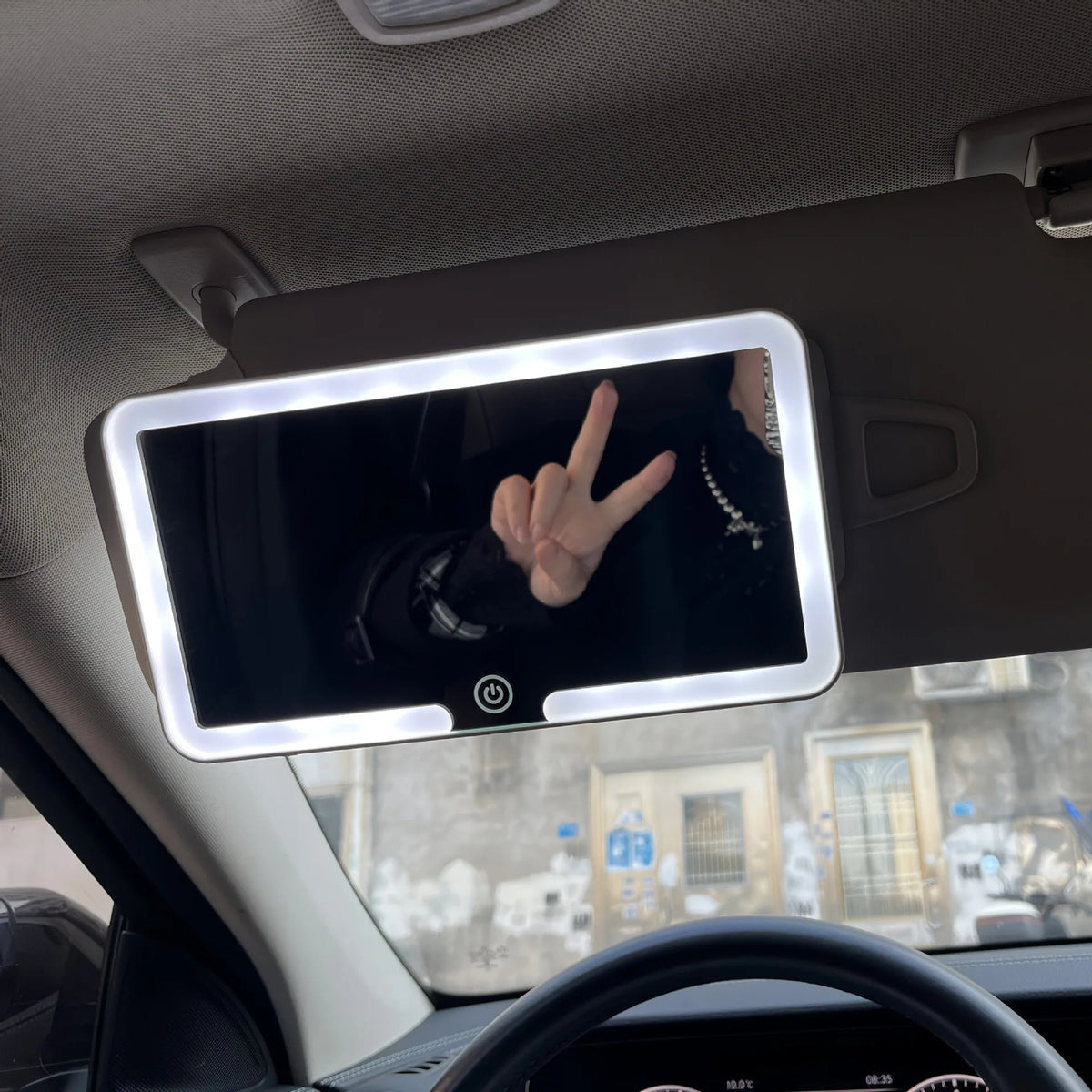 LED Sun Visor Vanity Mirror | Rechargeable HD Makeup Mirror for Car - TorqueTech