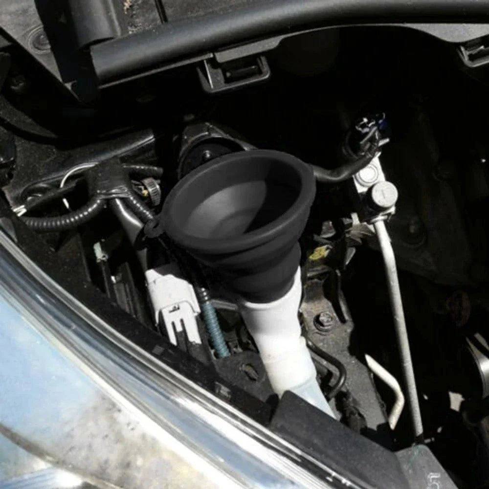 Collapsible Silicone Car Funnel – Universal Fit for Oil, Petrol & Fluids - TorqueTech