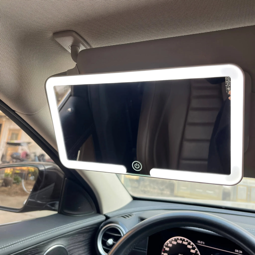 LED Sun Visor Vanity Mirror | Rechargeable HD Makeup Mirror for Car - TorqueTech