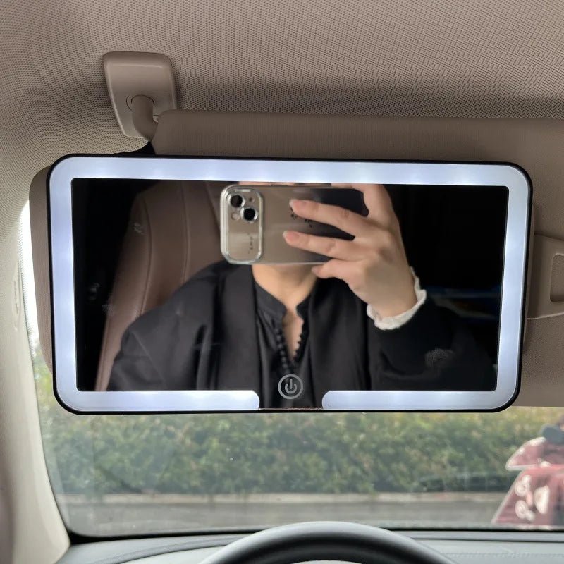 LED Sun Visor Vanity Mirror | Rechargeable HD Makeup Mirror for Car - TorqueTech