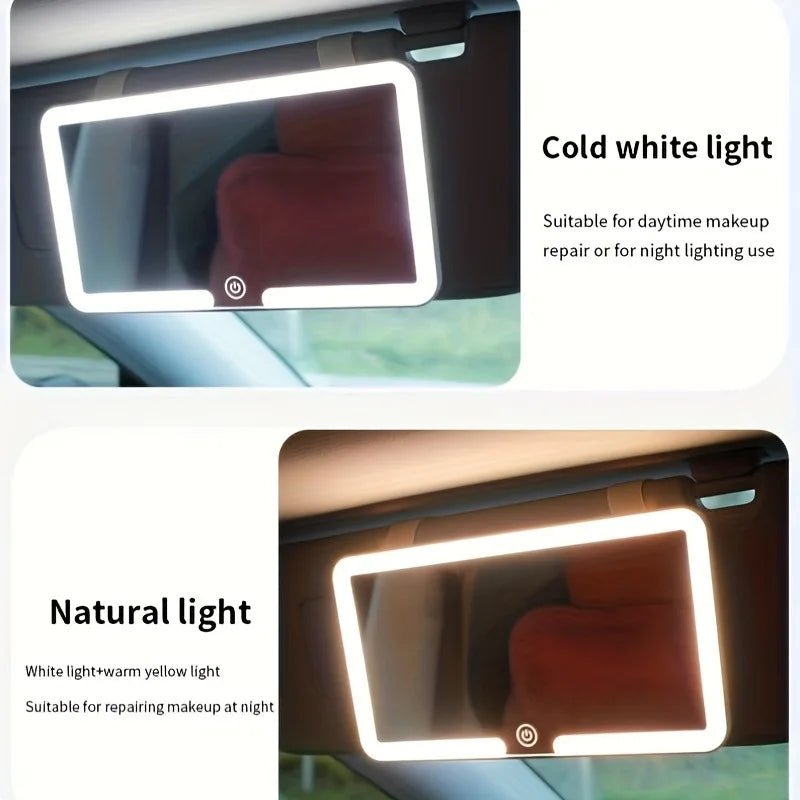 LED Sun Visor Vanity Mirror | Rechargeable HD Makeup Mirror for Car - TorqueTech